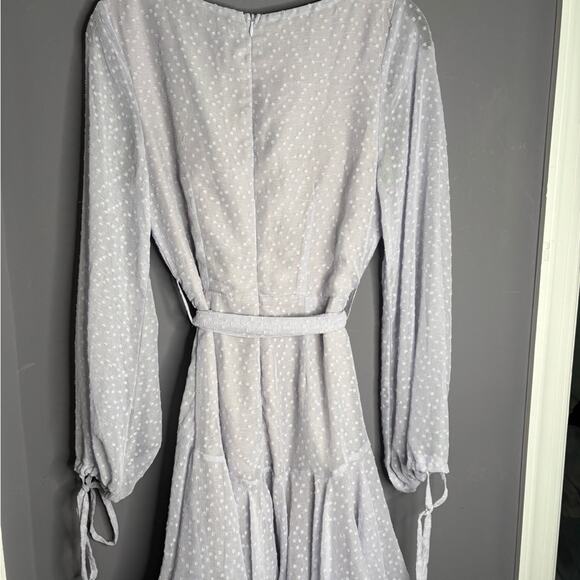 Saints + Secrets Light Purple Swiss Dot Wrap Belted Dress Size Small - Picture 6 of 7